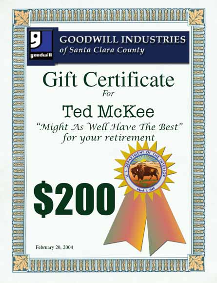 gift certificate with Goodwill Industries logo for $200
