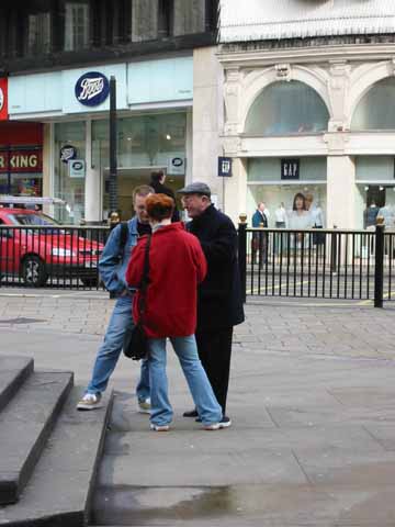 Photo, old man and young couple