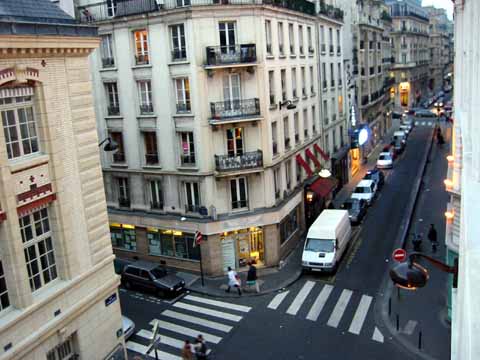 Photo, looking down at the street