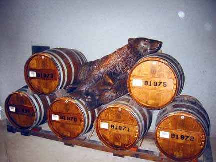 Photo of barrels and carved bears