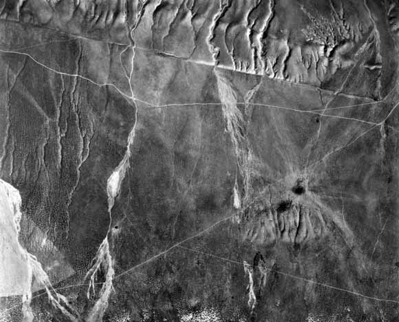 satellite image showing fault cutting alluvial fans