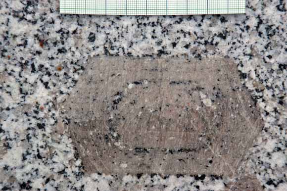 photo of three-inch crystal showing zoning