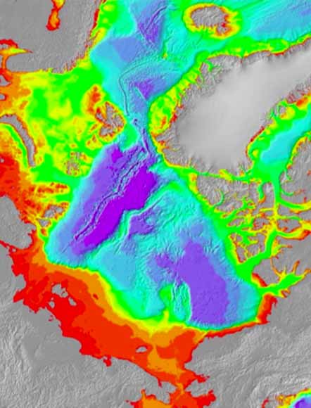 map of arctic cordillera. small map of the Arctic with