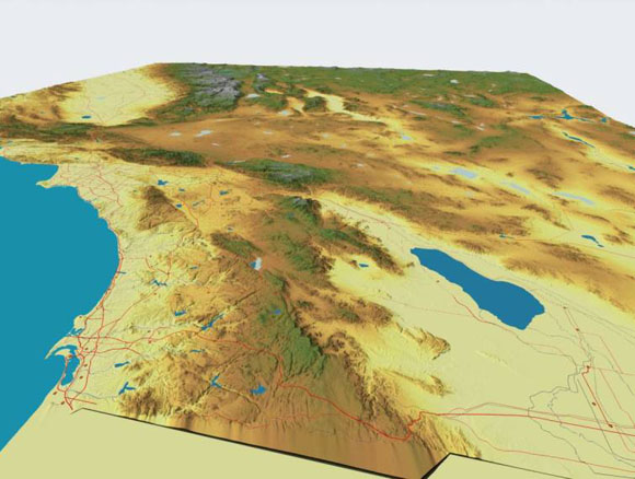 Computer graphic of southern California