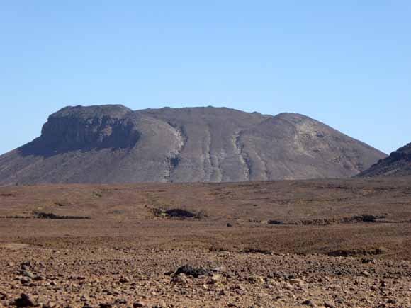 Volcanic mountain in background