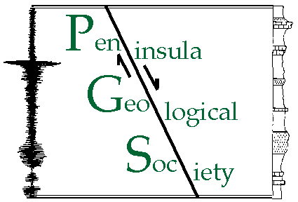 PGS logo consisting of seismogram, strat column, and fault offsetting the letters