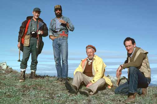photo, four men on a ridgetop
