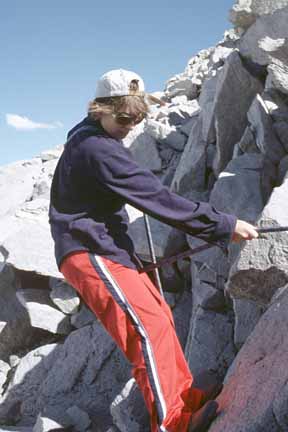 Photograph Anna rappelling.