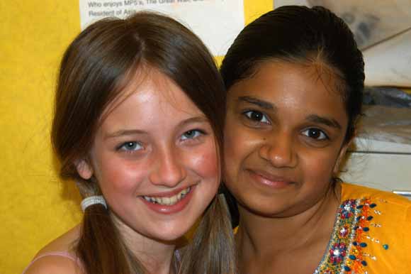 two students in native garb